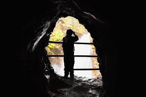 Person at Johnson Canyon, Banff, Alberta, Canada