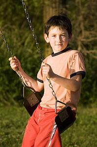 A boy on a swing
