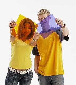 Teens with color film