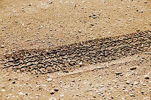 Tire track in dirt