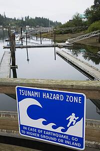 Sign saying Tsunami Hazard Zone