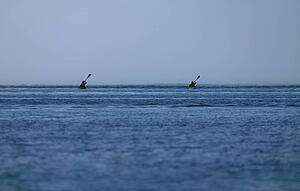 People kayaking in the Pacific Ocean