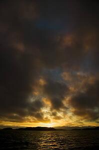 Dark clouds and a sunset
