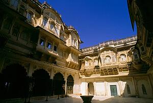 Façade of palace in Meherangarh Fort, Jodhpur, Rajasthan, India