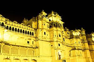 City Palace at night, Udaipur, Rajasthan, India