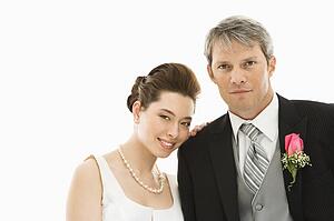 Portrait of groom and bride. 