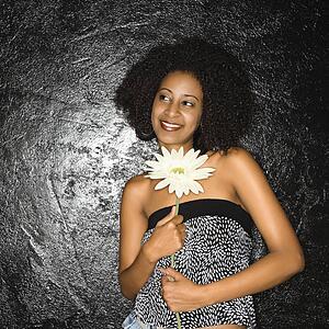 Woman holding flower