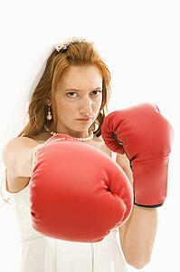 Bride with boxing gloves