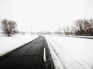 Snow covered road in Midwestern