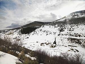Abandoned industrial structure in valley, Colorado, USA