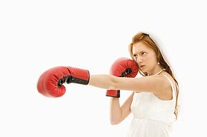 Bride with boxing gloves