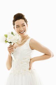 Portrait of bride with bouquet