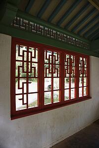 Interior shot of a pagoda in Iao Valley State Park in Maui, Hawaii.