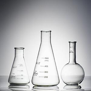 Glass science containers.