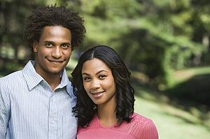 Attractive couple in park