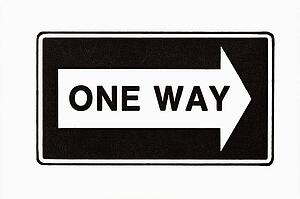 One way road sign sign on white background.