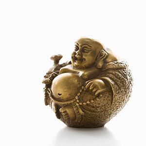 Happy laughing Buddha brass figurine 
