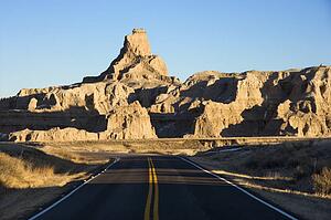 Scenic roadway in Badlands National Park, South Dakota