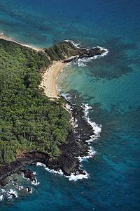 Aerial of Maui, Hawaii beach and Pacific ocean