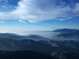 Aerial view of California mountain scenic
