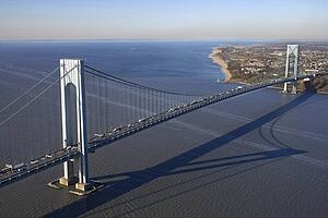 Aerial view of New York City's Verrazano-Narrow's bridge