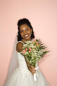 Bride on pink background