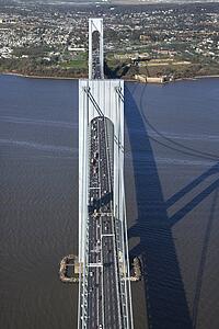 Aerial view of New York City's Verrazano-Narrow's bridge