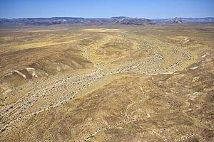 Aerial of Mojave Valley desert landscape in Arizona