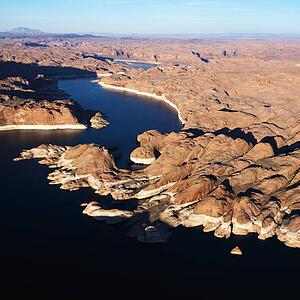 Aerial view of Lake Powell and Glen Canyon.
