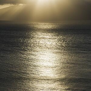 Sun shining on Pacific ocean