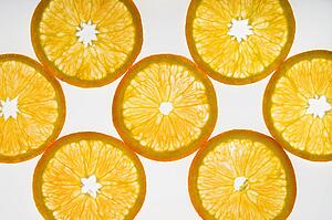 Orange slices on white background.