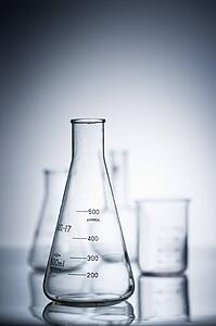 Glass science containers.