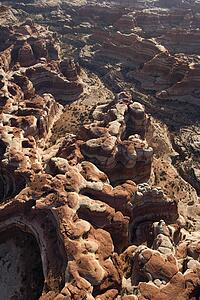 Aerial of southwest desert canyon in Canyonlands National Park in Utah