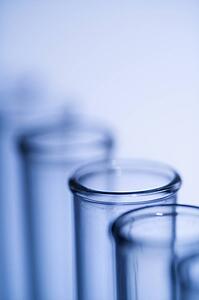 Test tubes with blue tint.