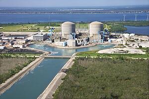 Aerial view of nuclear power plant on Hutchinson Island, Florida