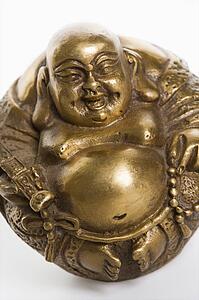 Happy laughing Buddha brass figurine 