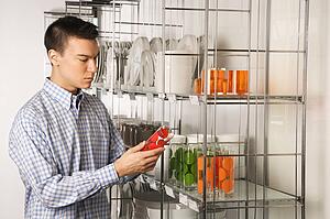 Shopping for dishes and glasses in a store