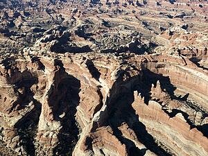 Aerial view of Utah Canyonlands with landforms
