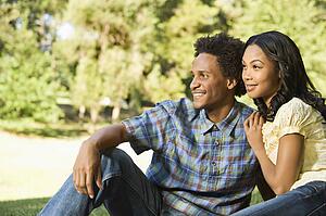 Smiling couple in park