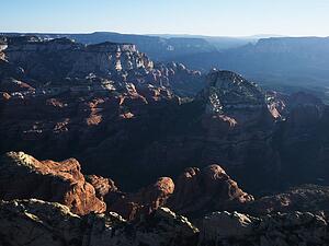 Aerial view of red rock formations in Sedona, Arizona