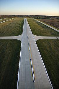 Aerial view of runway in Chicago, Illinois
