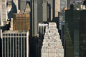 Aerial view of Manhattan buildings in New York City
