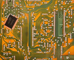Orange circuit board detail