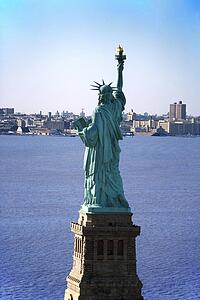 Aerial view of Statue of Liberty.