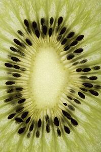 Close up of single kiwi fruit slice.