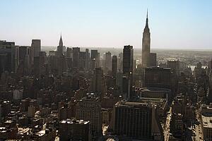 Aerial view of Manhattan city skyline, New York City