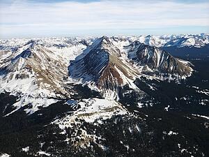 Aerial view of Rocky Mountain range in Colorado