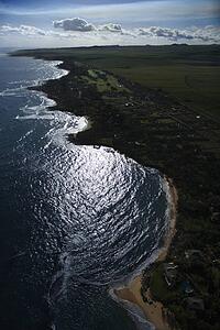 Aerial view of shoreline in Maui, Hawaii.