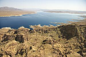 Aerial of Lake Mead landscape in Nevada