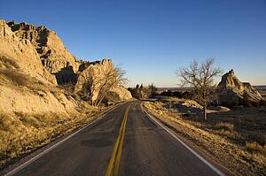 Scenic roadway in Badlands National Park, South Dakota